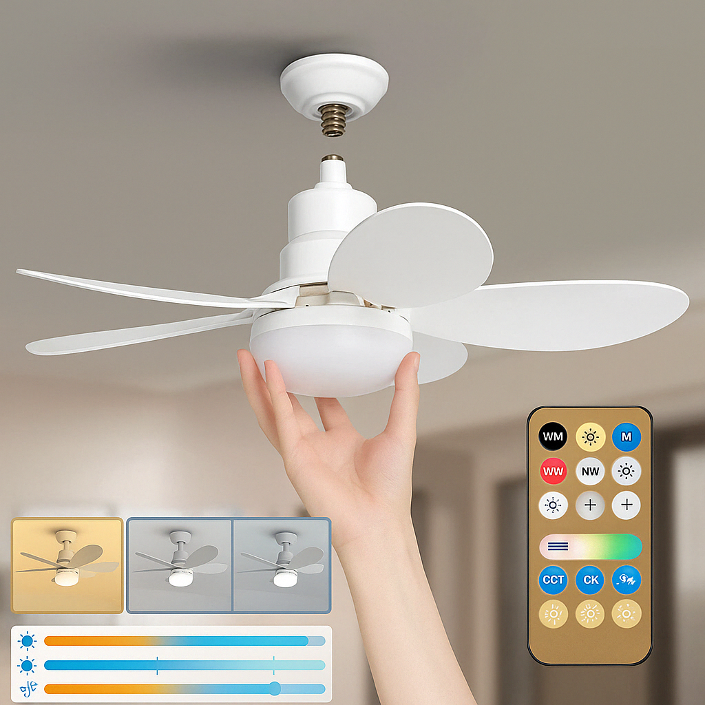 Ventilador de Teto LED 6 Hélices | Pague 1 Leve 3 – Compacto, Bivolt e com Controle Remoto